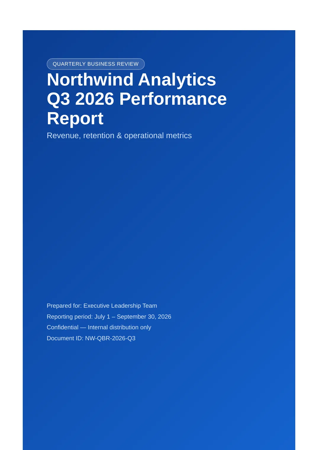 Cover page of a sample quarterly business report generated by CloviPDF