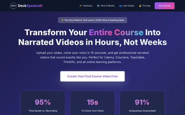 DeckSpeaksAI home page screenshot