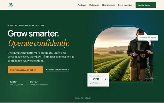 FoodAgri AI home page screenshot