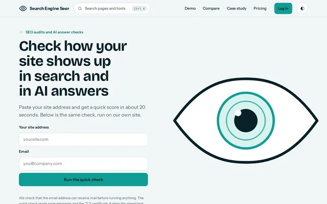 SearchEngineSeer home page screenshot