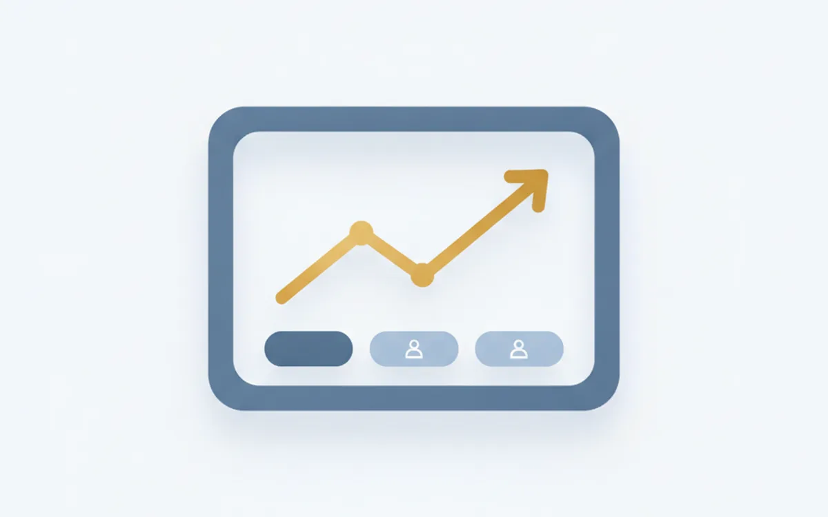 CloviAnalytics promo art: a dashboard panel with a rising line graph and metric tiles