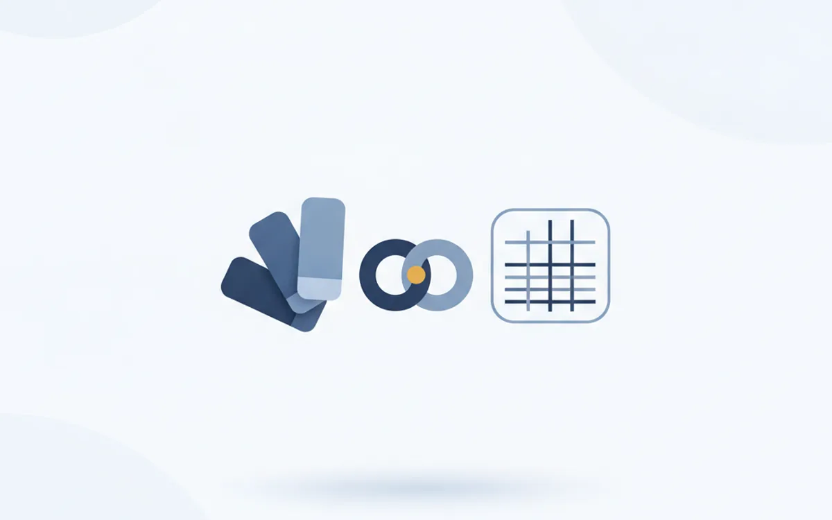 CloviBrand promo art: a colour palette fan beside an abstract brand mark and typography square