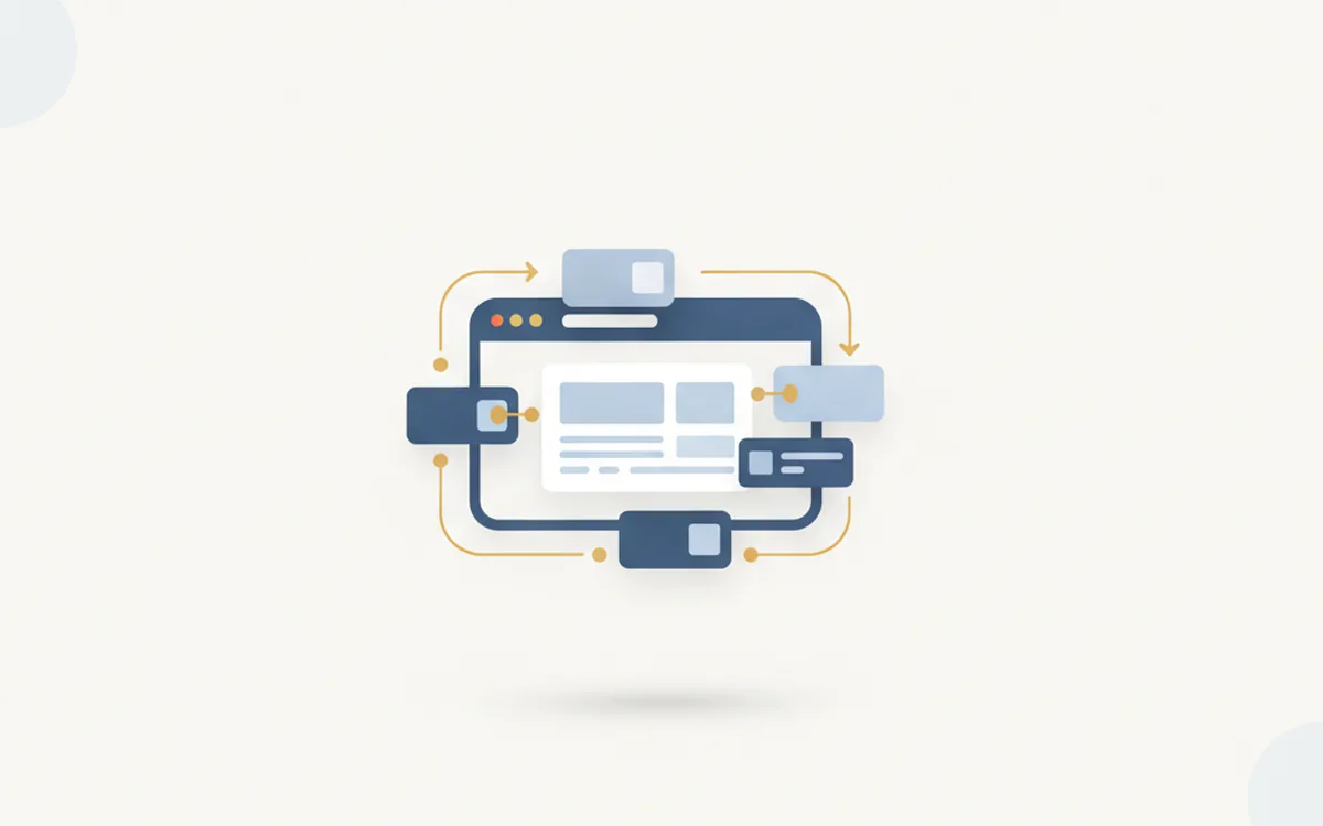 CloviBuild promo art: modular blocks assembling into a live website in a browser window