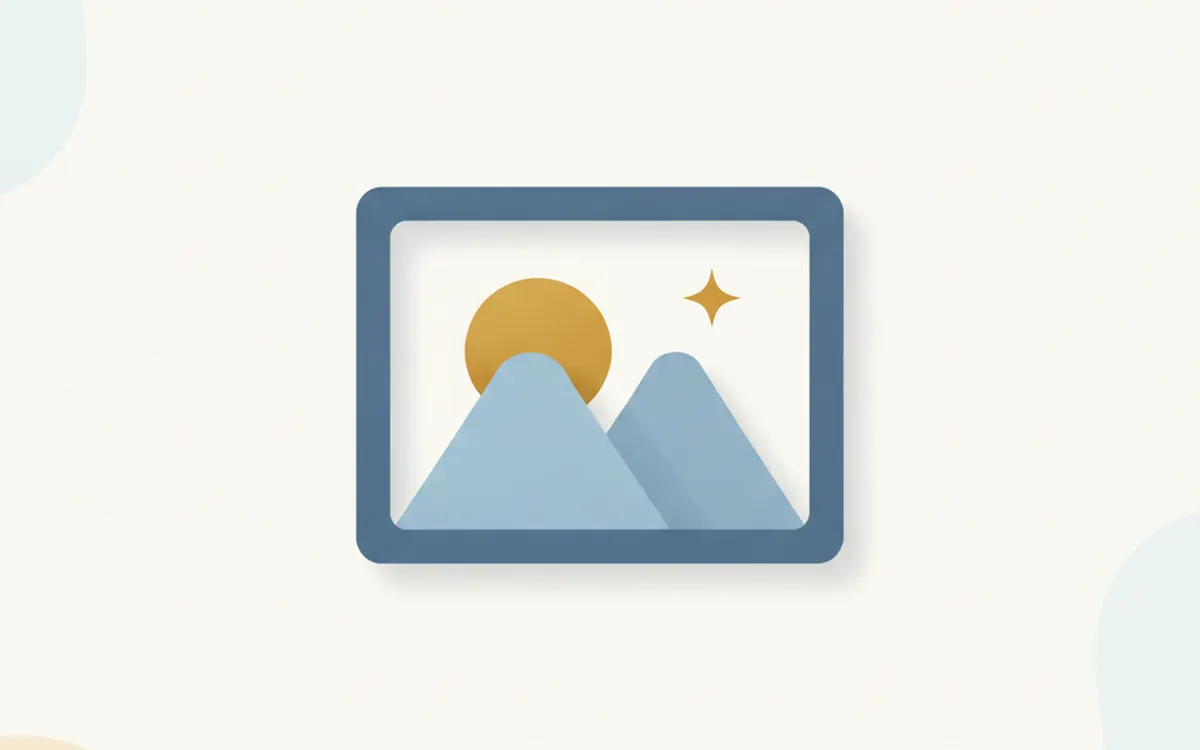 CloviImage promo art: a picture frame with a mountain and sun and a sparkle