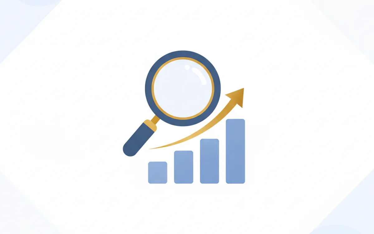 CloviSEO promo art: a magnifying glass over a rising search-ranking bar chart with an upward arrow